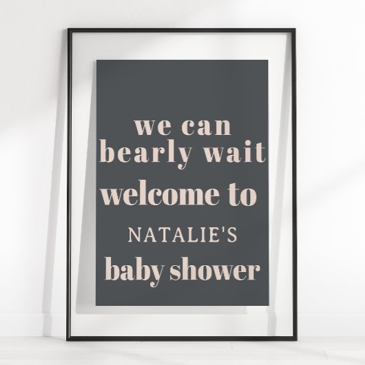 Poster Baby shower de typographie rose-gris-boho