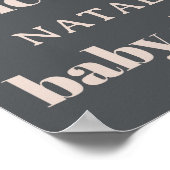 Poster Baby shower de typographie rose-gris-boho (Coin)