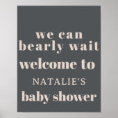 Poster Baby shower de typographie rose-gris-boho (Devant)