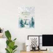 Poster Baby shower de vacances pour les arbres d'hiver si (Bureau à domicile)