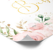 Poster Baby shower de Valentines florale rose pâle Bienve (Coin)