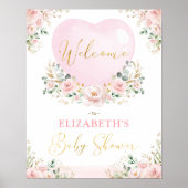 Poster Baby shower de Valentines florale rose pâle Bienve (Devant)