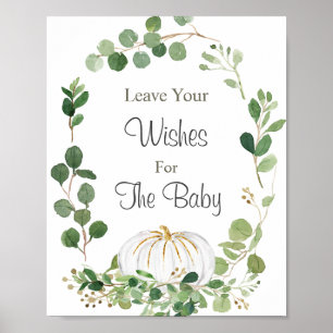 Poster Baby shower de verdure Citrouille blanc Waches for