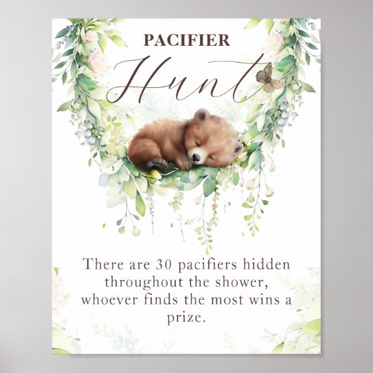 Poster Baby shower de verdure des bois Pacifique chasse j (Devant)