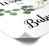 Poster Baby shower de verdure fleurie Voeux pour bébé (Coin)