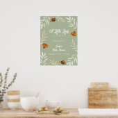 Poster Baby shower de verdure Sage Green Ladybug Bienvenu (Cuisine)