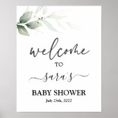 Poster Baby shower de verdure simple Panneau de bienvenue (Devant)