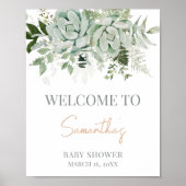 Poster Baby shower de verdure Succulents Accueil (Devant)