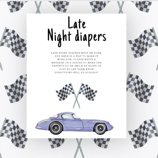 Poster Baby shower de voiture course Late Night couches