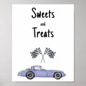 Poster Baby shower de voiture de course Douceurs et frian (Devant)