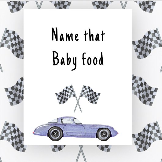 Poster Baby shower de voiture de course Nom de l'aliment 