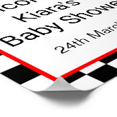 Poster Baby shower de voiture de course SIGNÉ IMPRIMÉ (Coin)