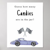 Poster Baby shower de voiture Devinez combien de bonbons  (Devant)
