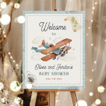 Poster Baby shower de voyage pour garçons d'avion vintage<br><div class="desc">Aviation Adventure Collection ! Capture l'essence de l'aventure et de la nostalgie avec cette collection de baby showers d'avion vintage d'aviation. Créez un look cohésif avec décoration coordonnée,  vaisselle et accessoires.</div>