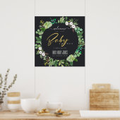 POSTER BABY SHOWER D'EAU DE COULEUR FOLIAGE SUCCULTE BIEN (Cuisine)