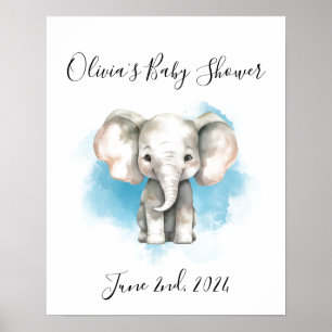 Poster baby shower d'éléphant bébé, panneau acrylique