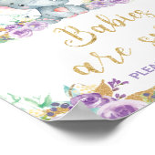 Poster Baby shower d'éléphant floral Les bébés sont doux  (Coin)