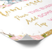 Poster Baby shower d'éléphant rose Floral (Coin)