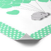 Poster Baby shower d'éléphant vert, gris blanc - Invité (Coin)