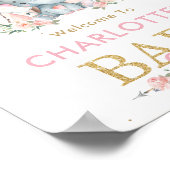 Poster Baby shower d'éléphants floraux rose Tribal Bienve (Coin)