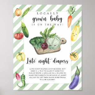 Poster baby shower des agriculteurs - couches de nuit