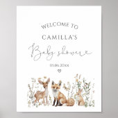 Poster Baby shower des animaux de bois Bienvenue (Devant)
