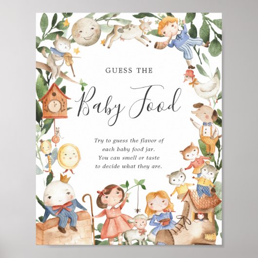 Poster Baby Shower des comptines Devinez la nourriture po (Devant)