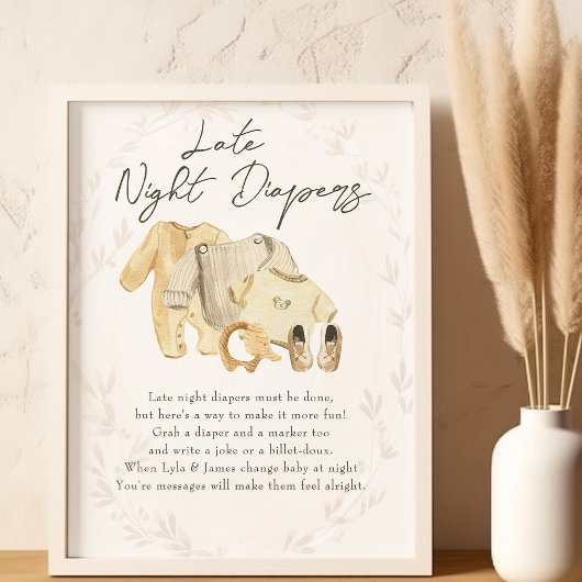 Poster Baby shower des Diapeurs nocturnes pour bébés