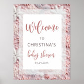 Poster Baby shower des flocons d'argent rose hiver Bienve (Devant)