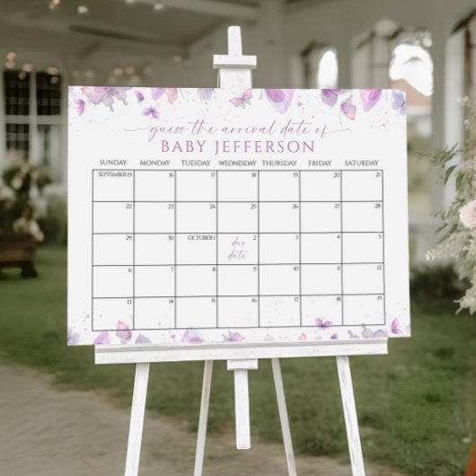 Poster Baby shower des papillons Guides Date d'échéance C