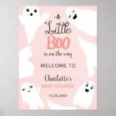 Poster Baby shower des petits fantômes d'Halloween rose (Devant)