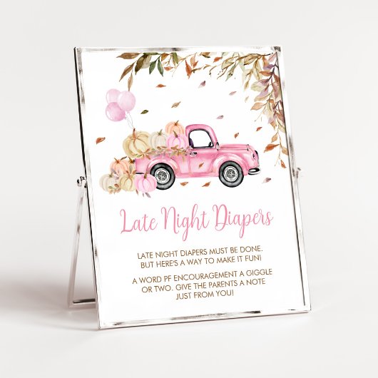 Poster Baby shower des plongeurs de nuit citrouille Pink 