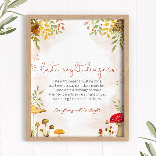 Poster Baby shower des plongeurs nocturnes SIGNE Woodland