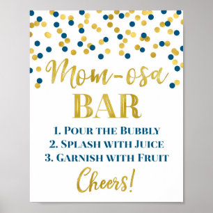 Poster Baby shower des signes de la barre bleue de la Mèr