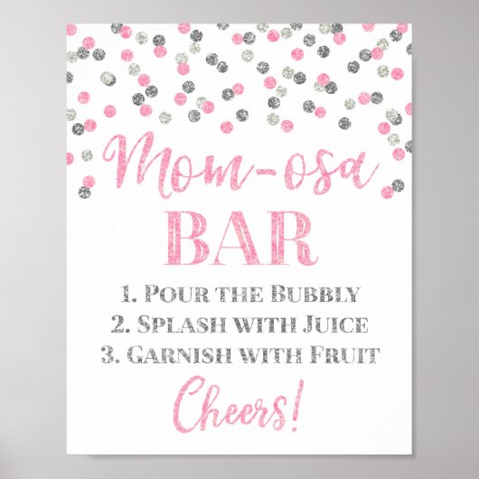 Poster Baby shower des signes de la barre Maman-Osa rose (Devant)