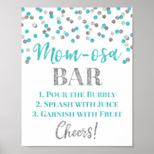 Poster Baby shower des signes de la barre mère-osa Silver