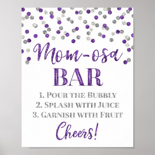 Poster Baby shower des signes de la barre mère-osa Silver (Devant)