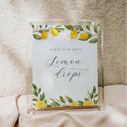 Poster Baby shower d'été au citron Combien de gouttes de