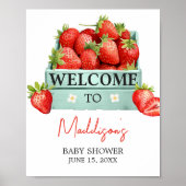 Poster Baby shower d'été aux fraises Bienvenue (Devant)