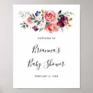 Poster Baby shower d'été coloré tropical Bienvenue