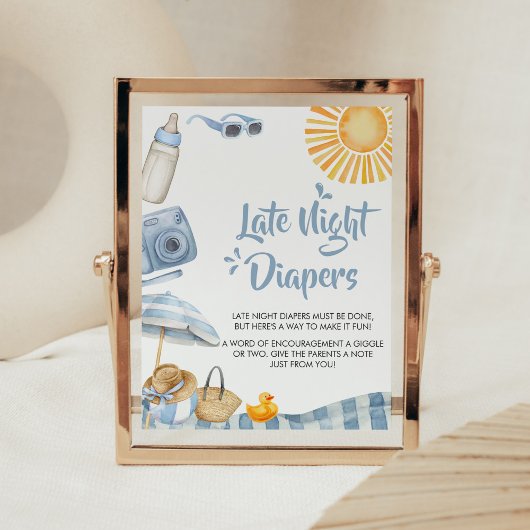 Poster Baby shower d'été de Blue Beach Diaports nocturnes