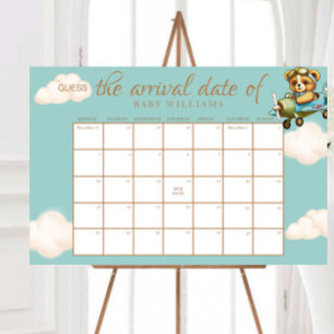 Poster Baby shower Devinez L'Affiche Calendrier Date D'Éc