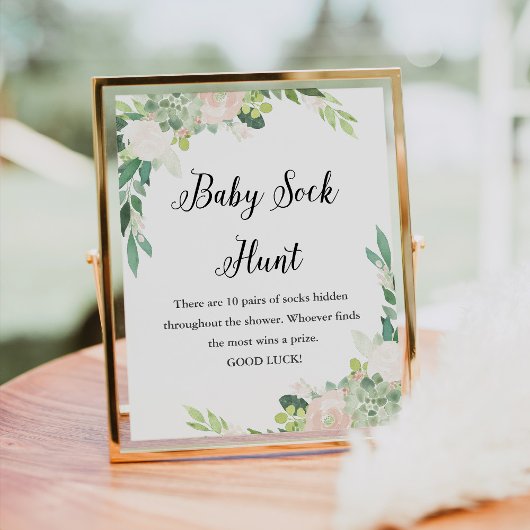 Poster BABY SHOWER DEVON Baby Sock Chasse Jeu