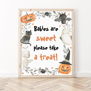 Poster Baby shower d'Halloween mignon Bébés sont doux sig