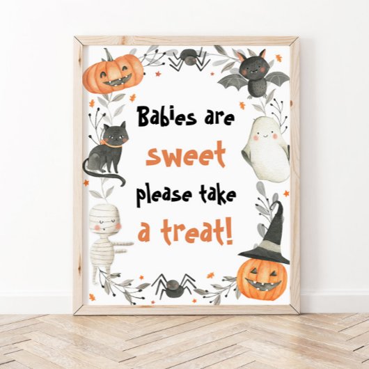 Poster Baby shower d'Halloween mignon Bébés sont doux sig