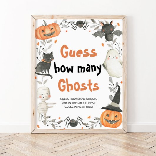 Poster Baby shower d'Halloween mignon Devinez combien de 