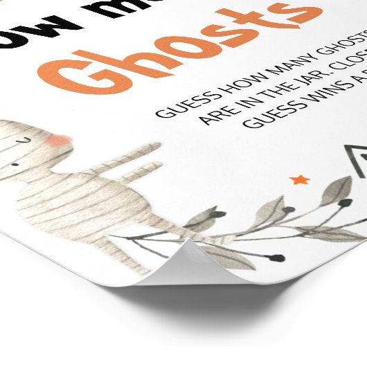 Poster Baby shower d'Halloween mignon Devinez combien de  (Coin)