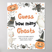 Poster Baby shower d'Halloween mignon Devinez combien de  (Devant)