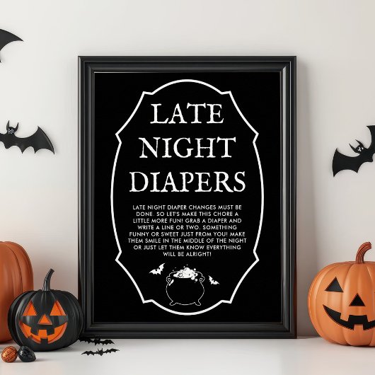Poster Baby shower d'Halloween noir Diaporama nocturne