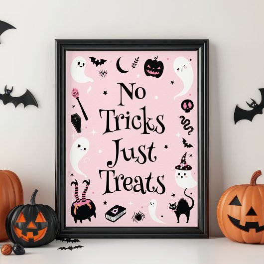 Poster Baby shower d'Halloween rose Pas de traits Juste T